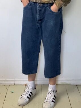 Men's Wide-Leg Dark Blue Jeans